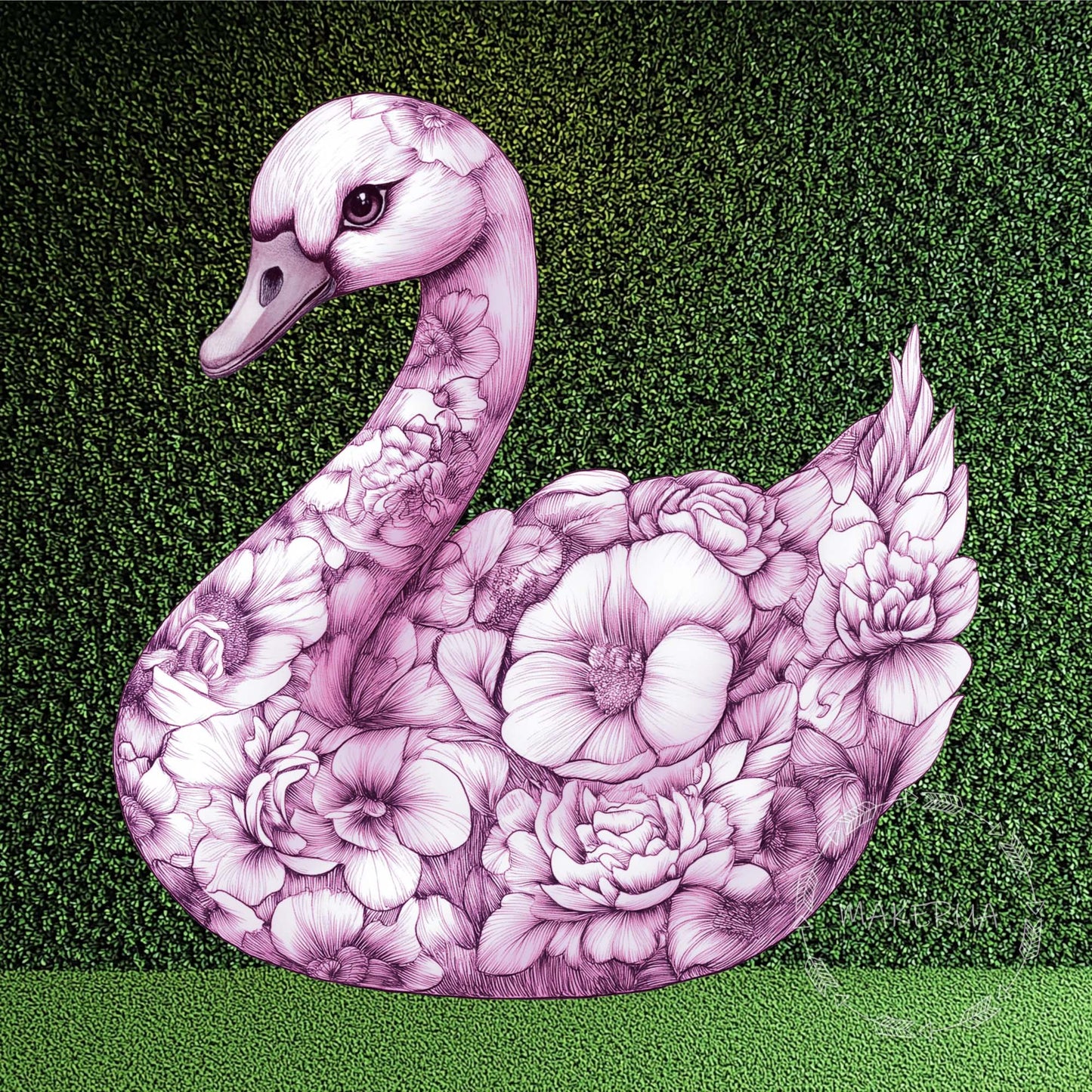 Pink Swan Floral Printed Decor Cutouts for Birthday Wedding Girl Baby Shower Cute Animal Room Dior Party Props Decorations