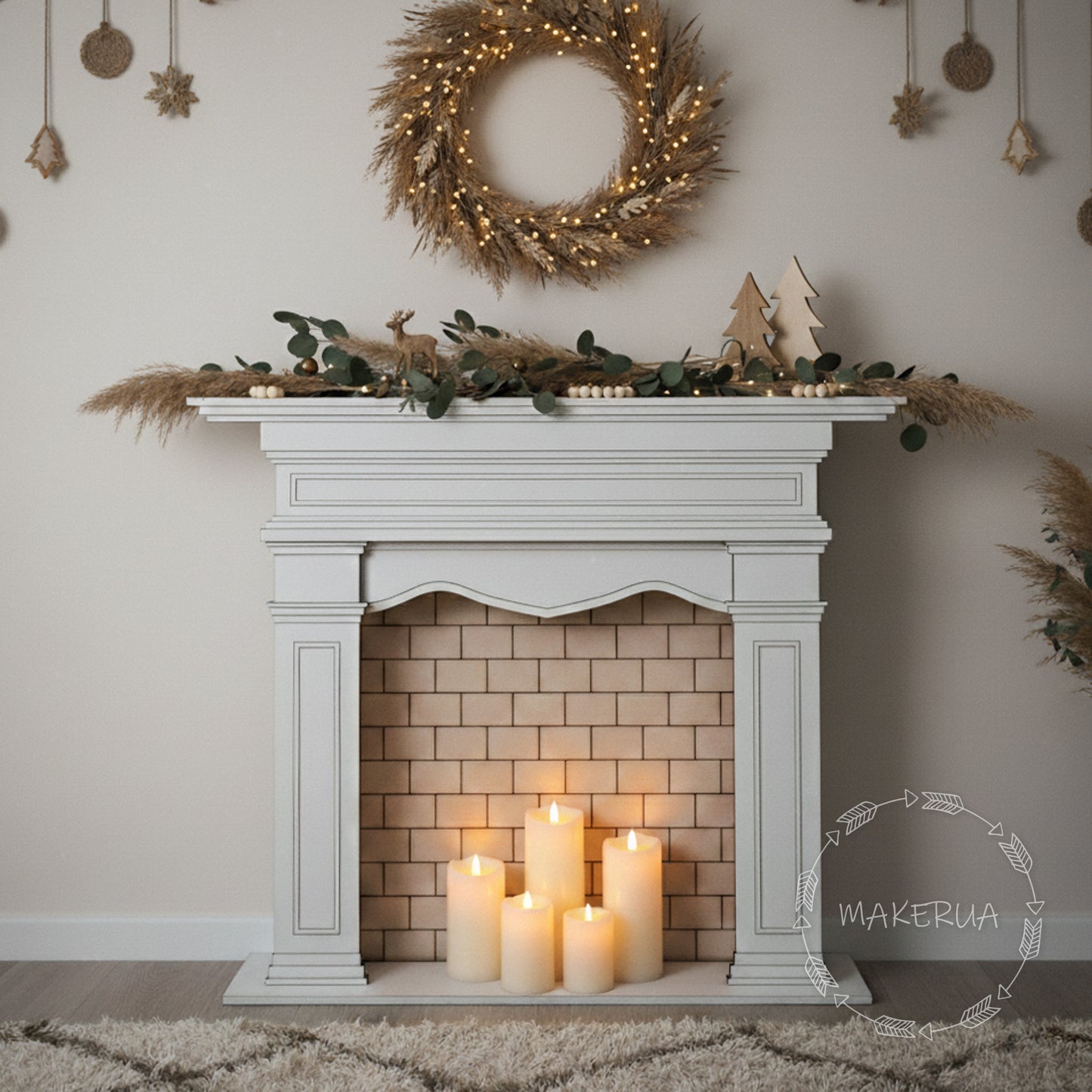 Fake Fireplace 1.2m (4ft) Christmas Decor birthday party prop tree winter photography backdrop xmas product display candy cart market stand decoration