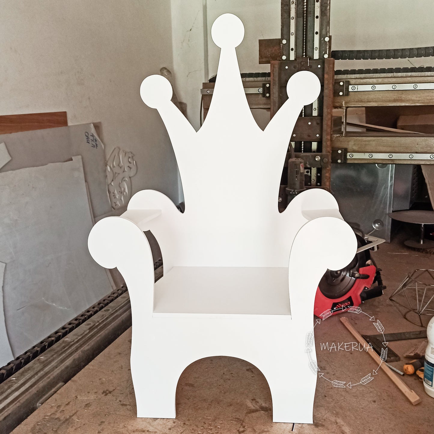Wooden Throne Chair 02 birthday party decoration girl boy baby shower wood event party prop shop photo booth arch white pink blue - MakerUA