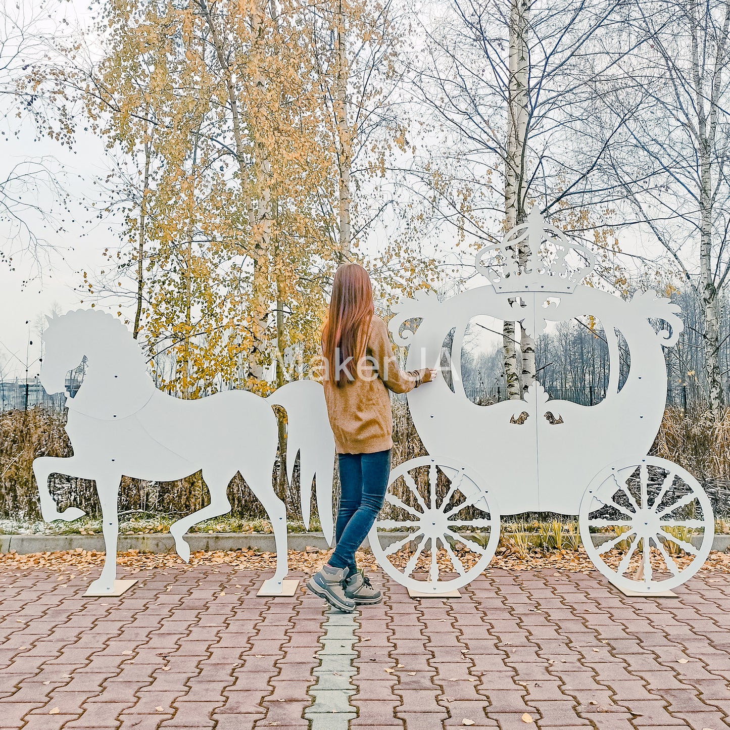 Horse Carriage Decorations birthday wedding baby shower princess girl decor free standing life size unicorn coach event party props photo booth - MakerUA