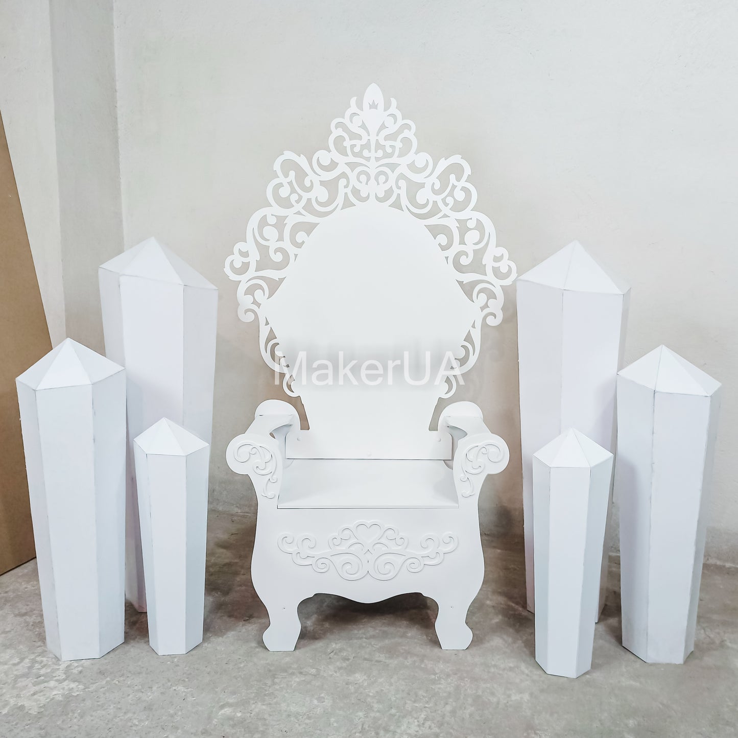 Set of 3 Crystals decor silver gold mirror holographic clear wedding party event birthday prop backdrop pillars winter ice frozen decoration - MakerUA