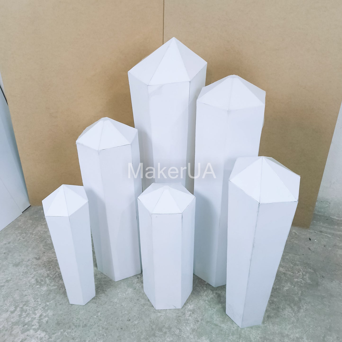 Set of 3 Crystals decor silver gold mirror holographic clear wedding party event birthday prop backdrop pillars winter ice frozen decoration - MakerUA