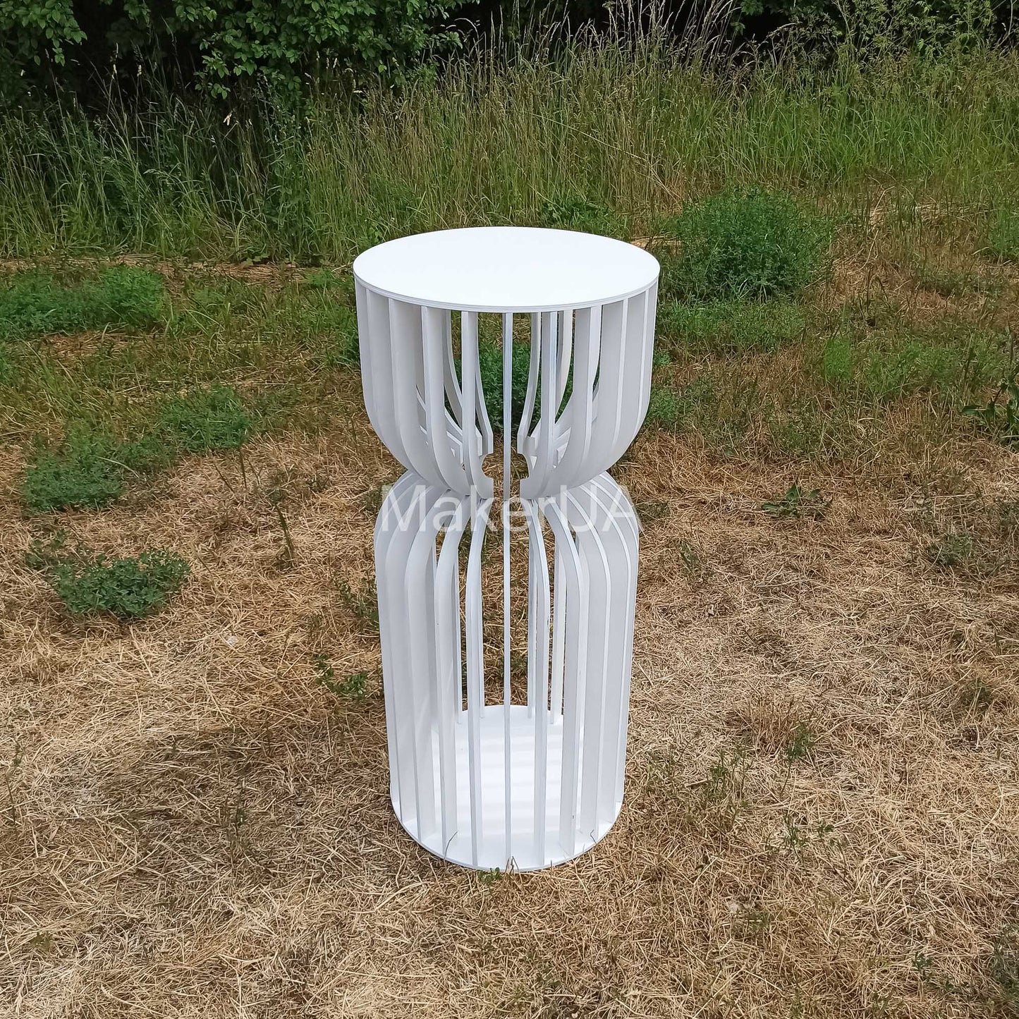 Table decorations accent plywood wooden wood white plant flower sweet cake stand pedestal baby shower birthday wedding event party prop shop photo booth balloon arch victorian 3d style decor - MakerUA