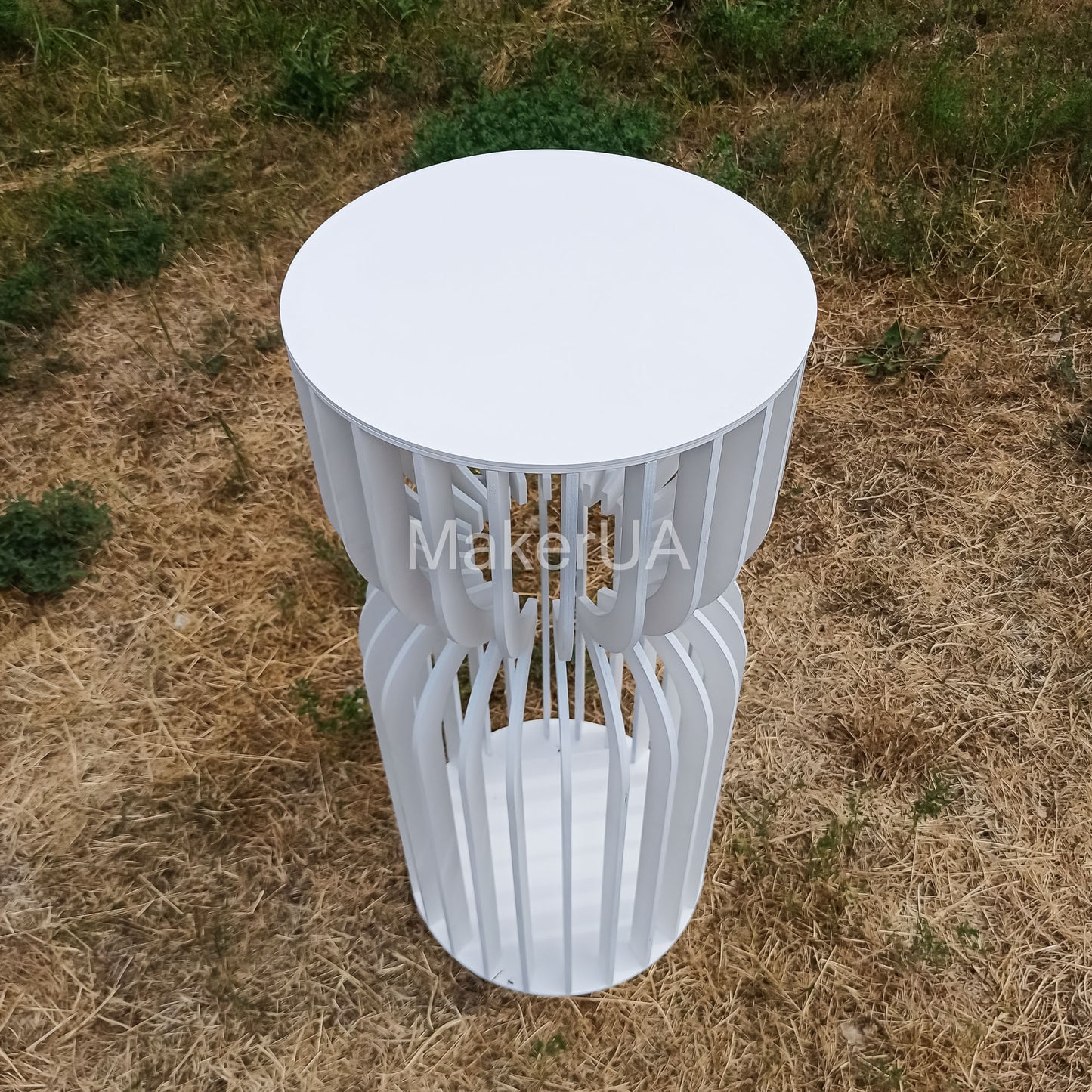 Table decorations accent plywood wooden wood white plant flower sweet cake stand pedestal baby shower birthday wedding event party prop shop photo booth balloon arch victorian 3d style decor - MakerUA