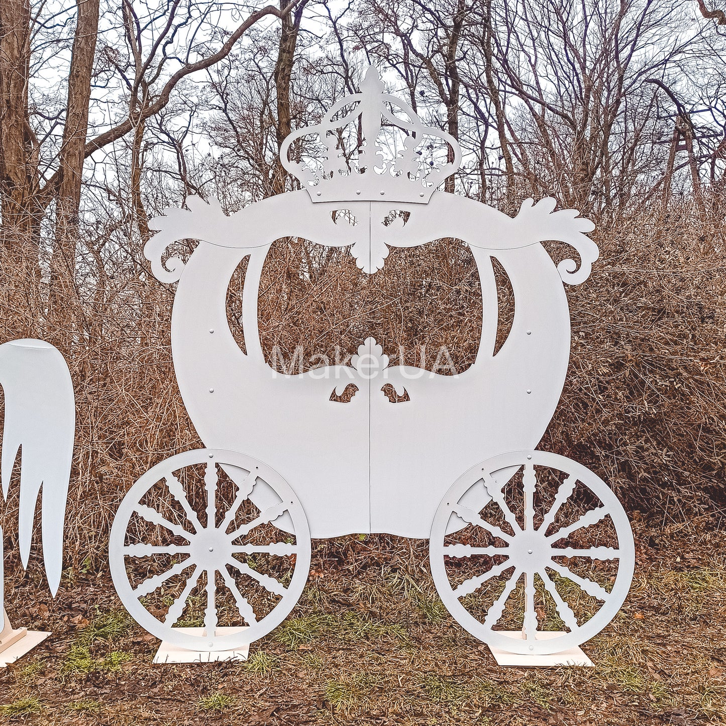 Horse Carriage Decorations birthday wedding baby shower princess girl decor free standing life size unicorn coach event party props photo booth - MakerUA