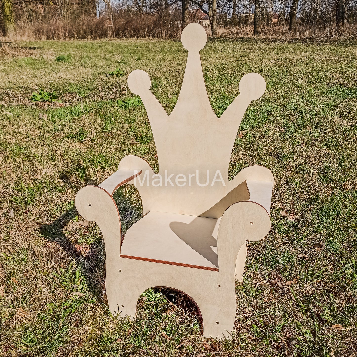 Wooden Throne Chair 02 birthday party decoration girl boy baby shower wood event party prop shop photo booth arch white pink blue - MakerUA