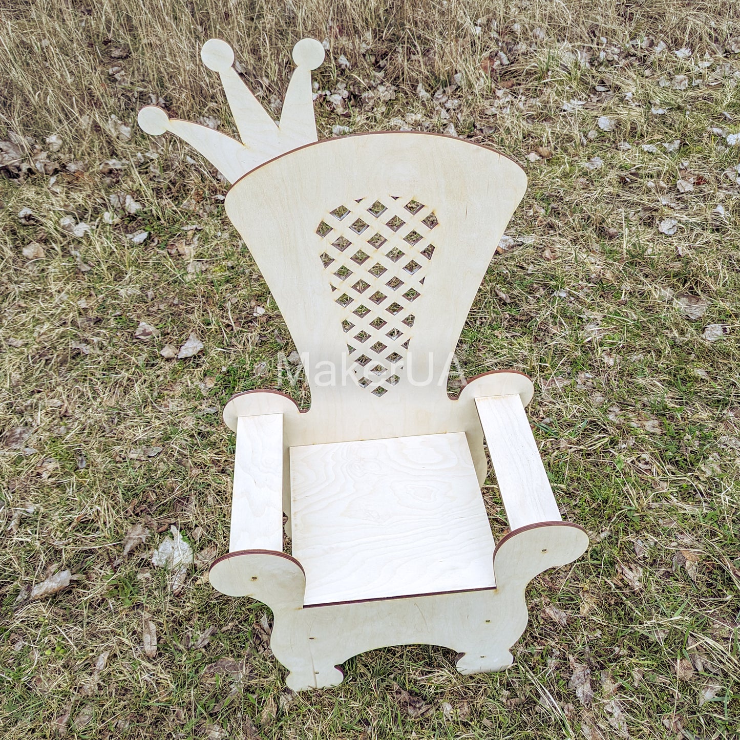 Wooden Throne Chair 04 birthday party decoration princess girl boy baby shower wood event party prop shop photo booth crown white pink blue - MakerUA