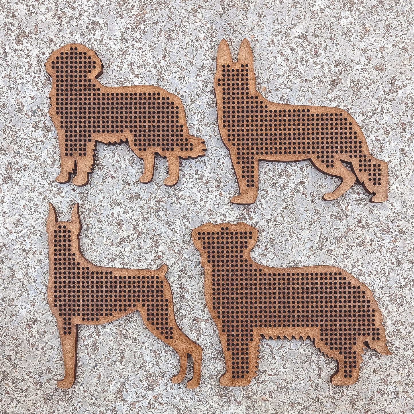 Set of 8 Cross Stitch Blank dog embroidery decorations pendant wooden shapes for DIY jewelry cute gift wood bead hobby thread home decor ornaments needlecraft style - MakerUA