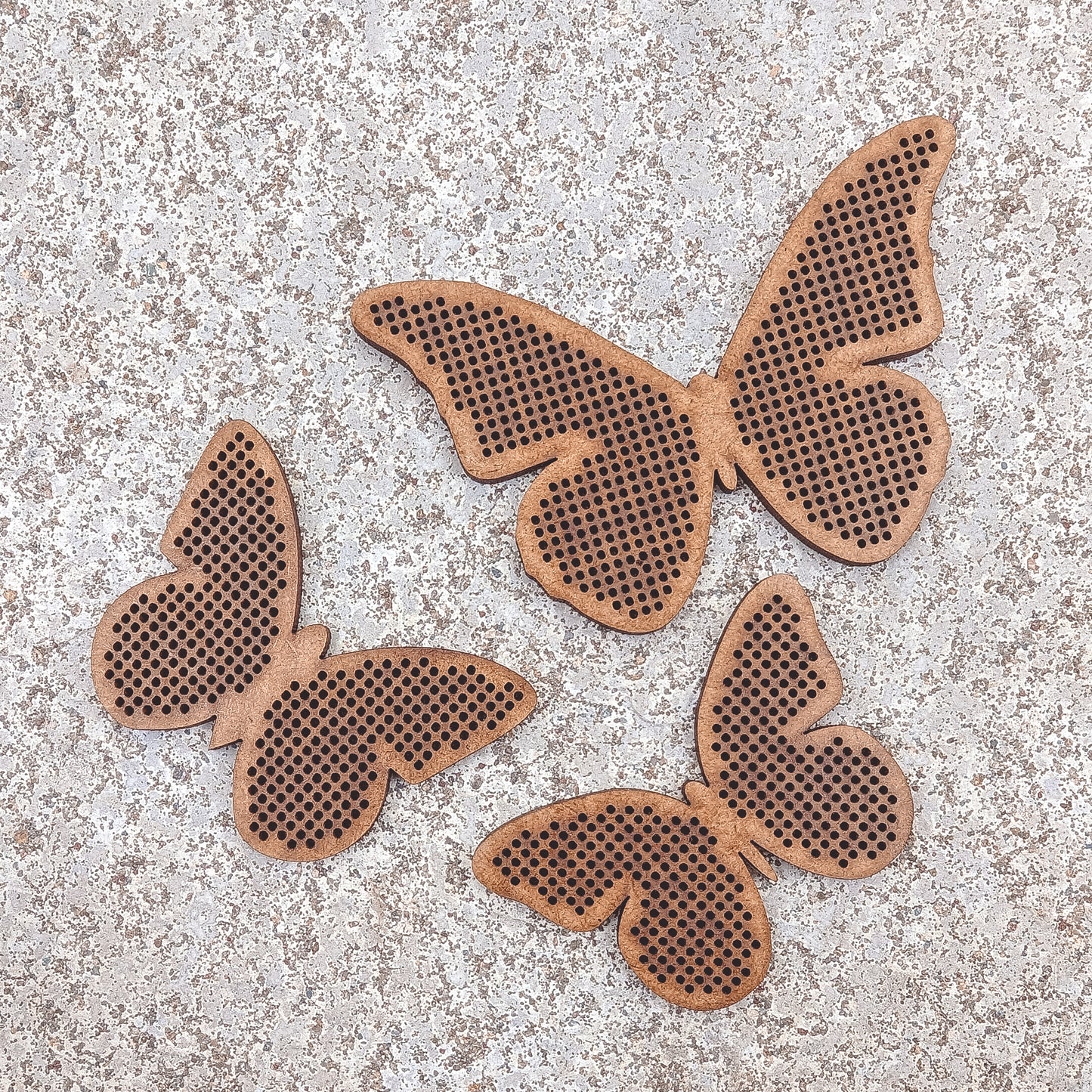 Set of 3 Cross Stitch Blank butterfly embroidery decorations pendant wooden shapes for DIY jewelry cute gift wood bead hobby thread home decor ornaments needlecraft style - MakerUA