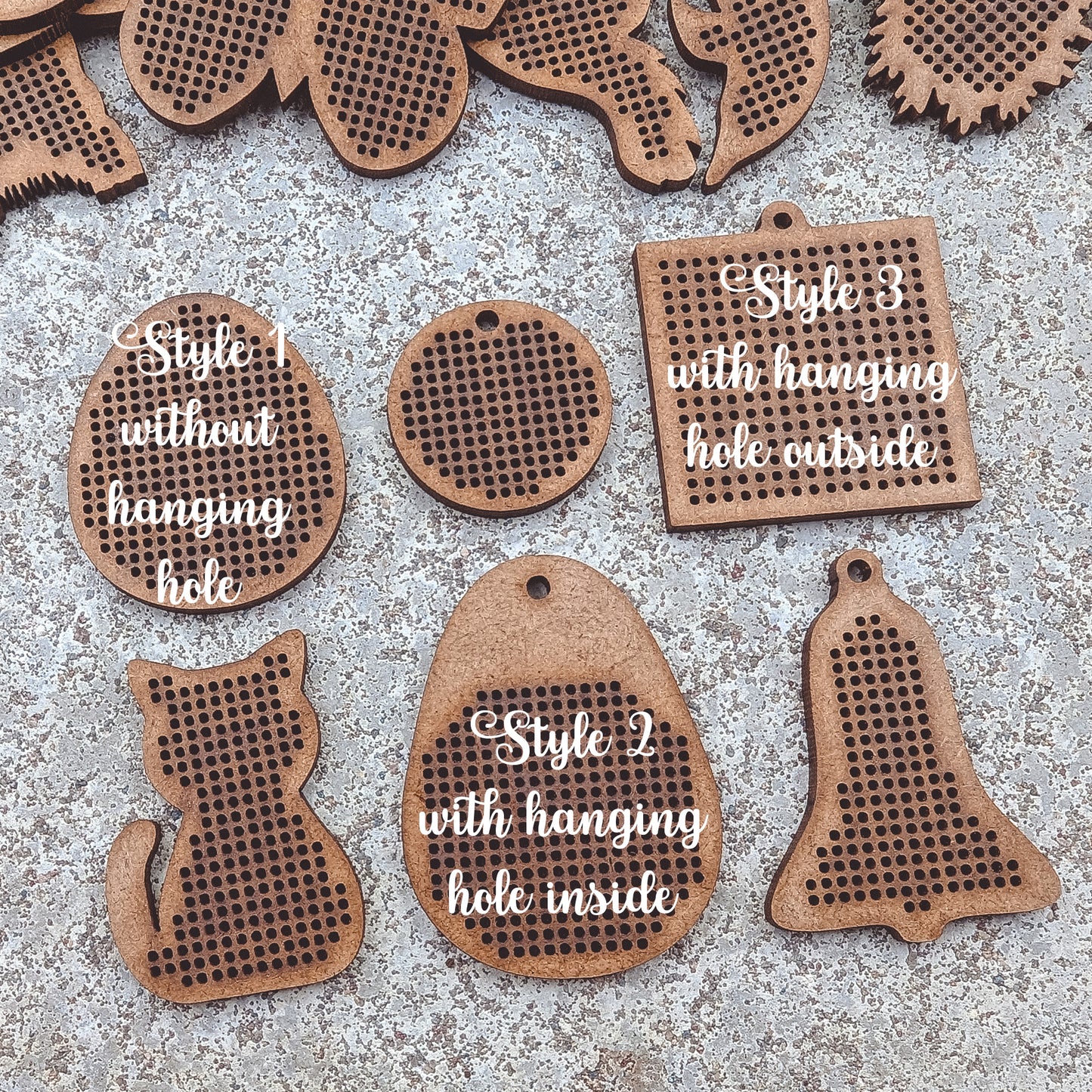 Set of 8 Cross Stitch Blank dog embroidery decorations pendant wooden shapes for DIY jewelry cute gift wood bead hobby thread home decor ornaments needlecraft style - MakerUA