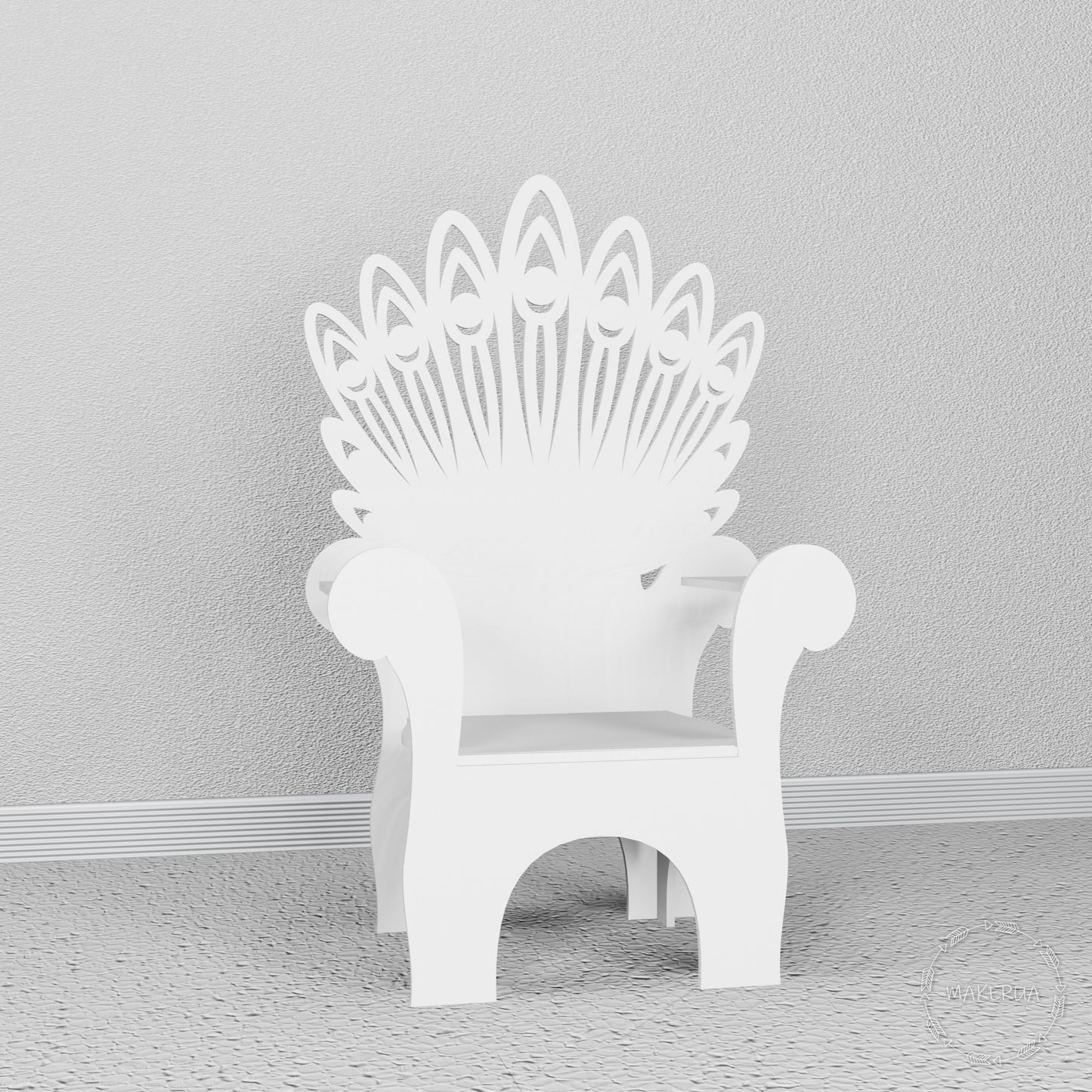 Wooden Throne Chair 13 peacock tail feather birthday party decoration girl boy baby shower wood event party prop shop photo booth arch - MakerUA