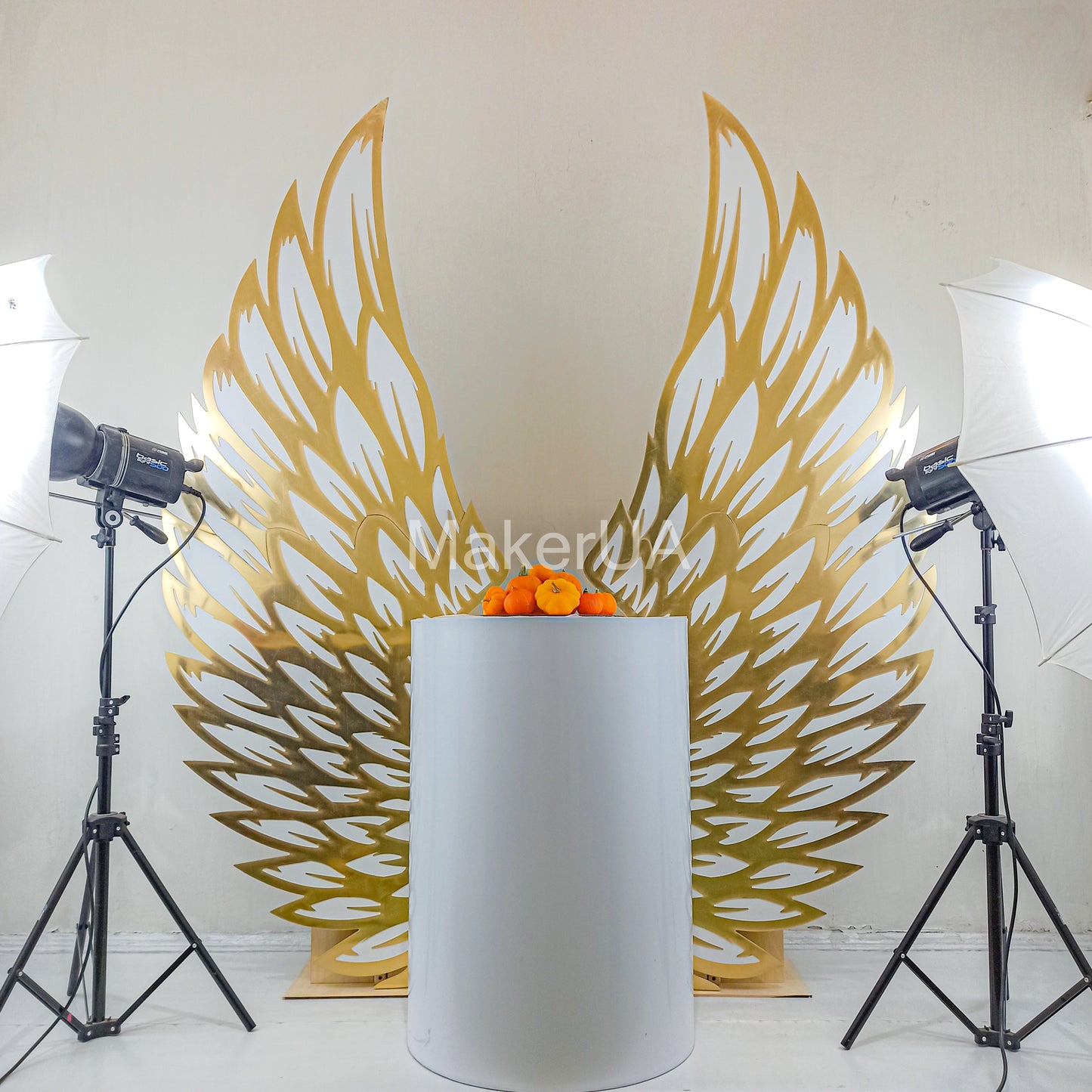 Angel Wings mirror backdrop silver gold wedding birthday event party props photo booth baby bridal shower frame arch decorations decor - MakerUA