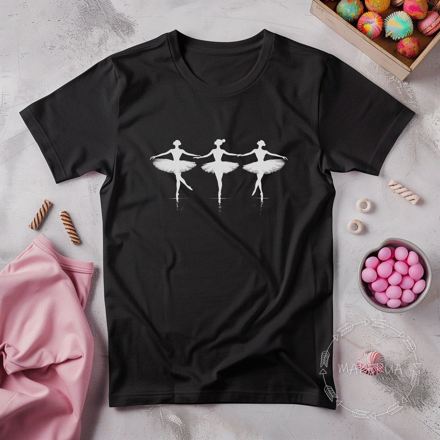 T-shirt ballet dance cute black white cotton tee shirt print gift birthday - MakerUA