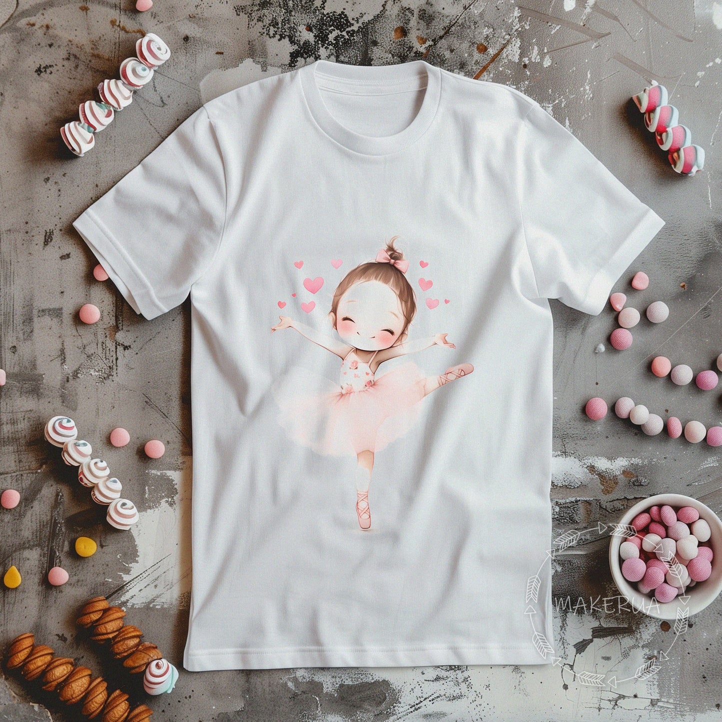T-shirt ballet dance cute black white cotton tee shirt print gift birthday - MakerUA