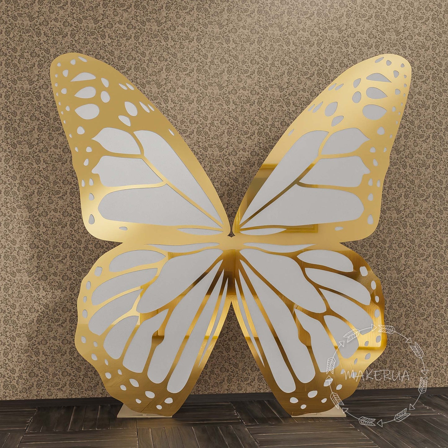 Butterfly Gold White Wings Backdrop centerpiece decoration photo booth party prop event birthday wedding decor