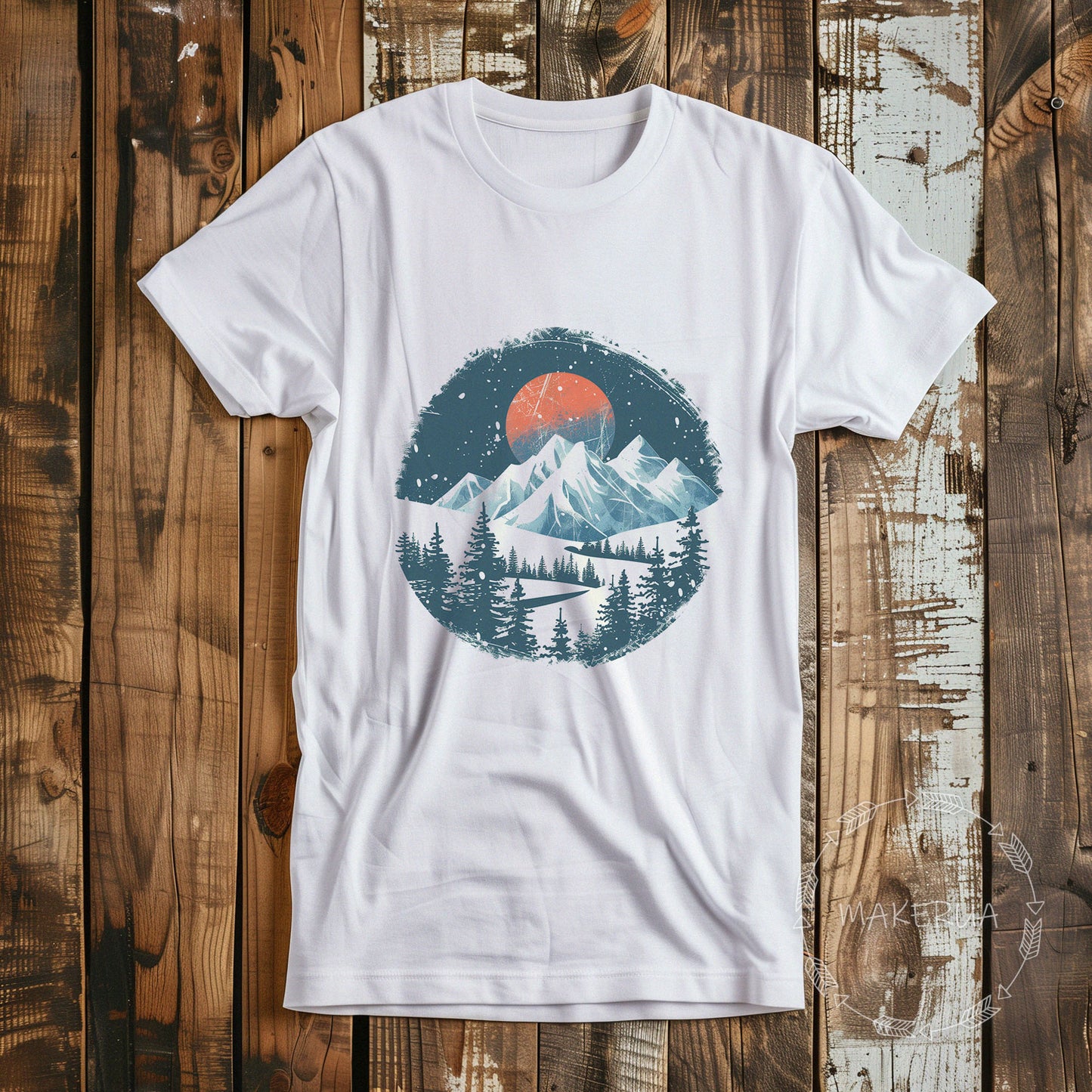 T-shirt mountain winter camping travel trip white cotton tee shirt print gift birthday - MakerUA