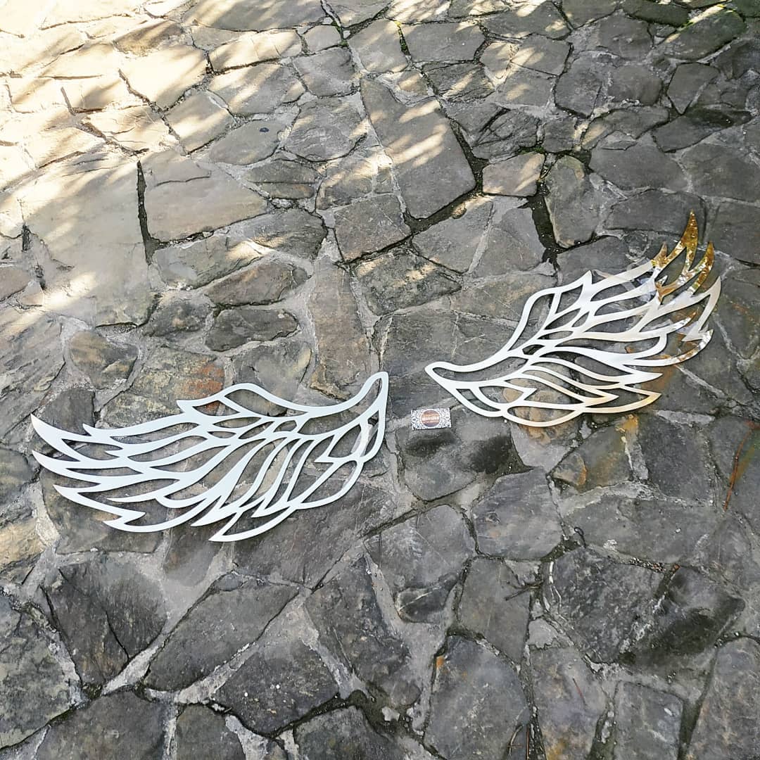 Wings angel silver gold wall art backdrop decorations baby girl boy shower party birthday - MakerUA