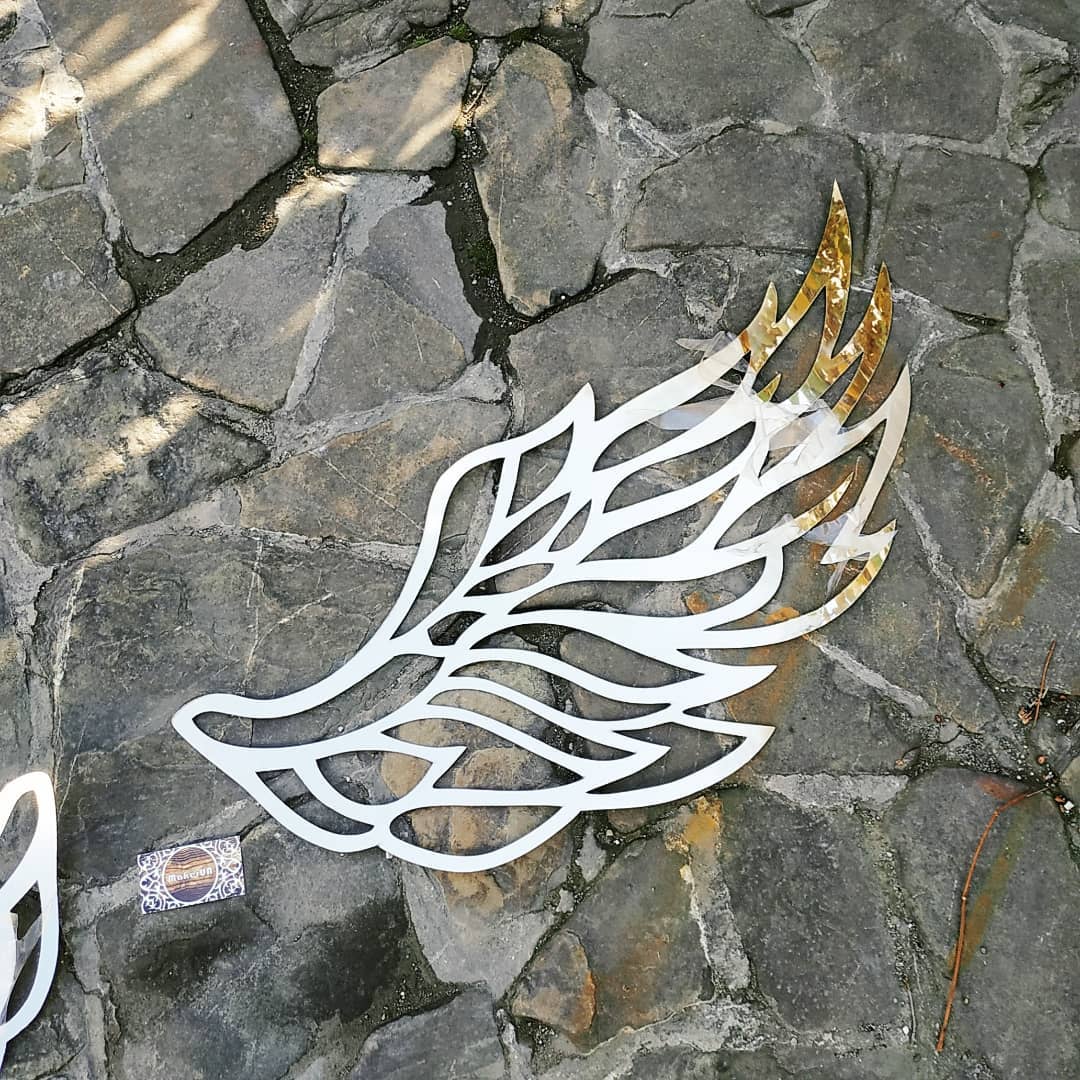 Wings angel silver gold wall art backdrop decorations baby girl boy shower party birthday - MakerUA