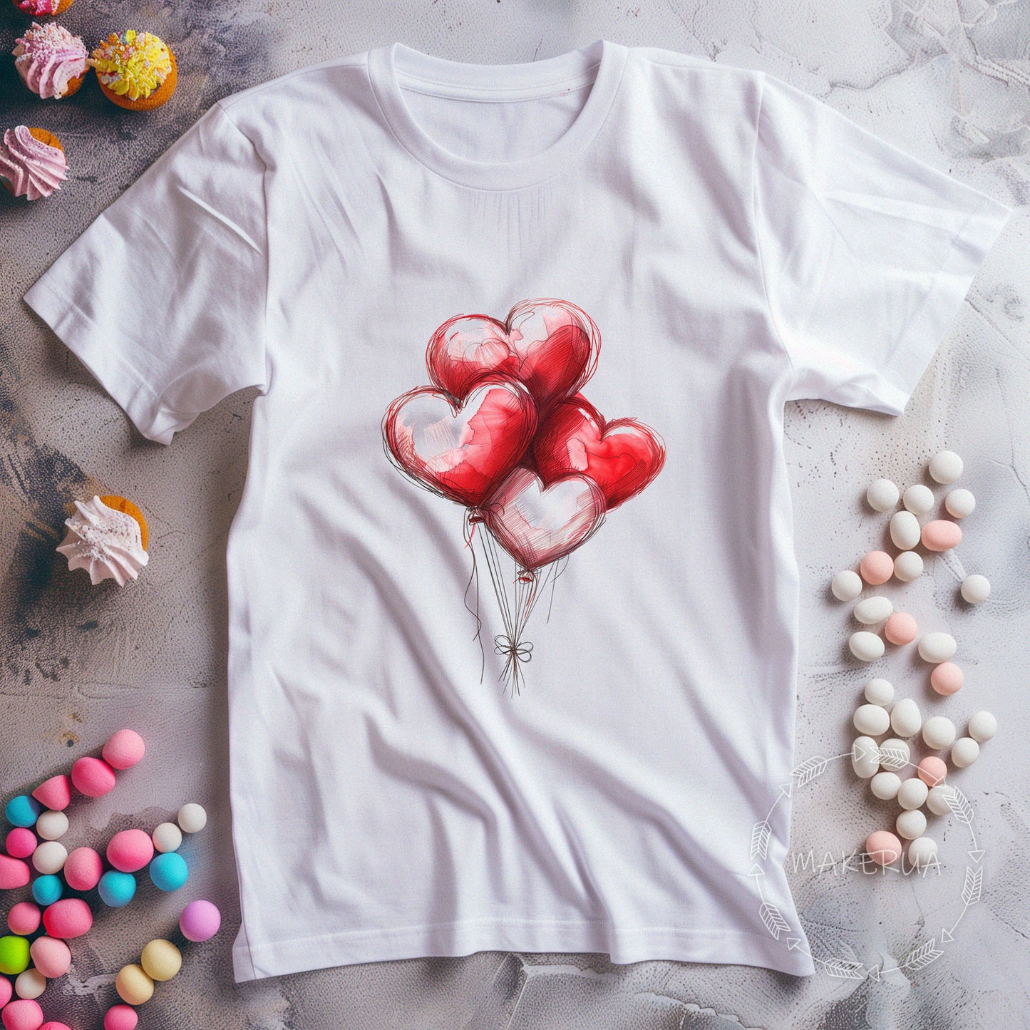 T-shirt balloons party decorations guests white cotton tee shirt print gift birthday - MakerUA