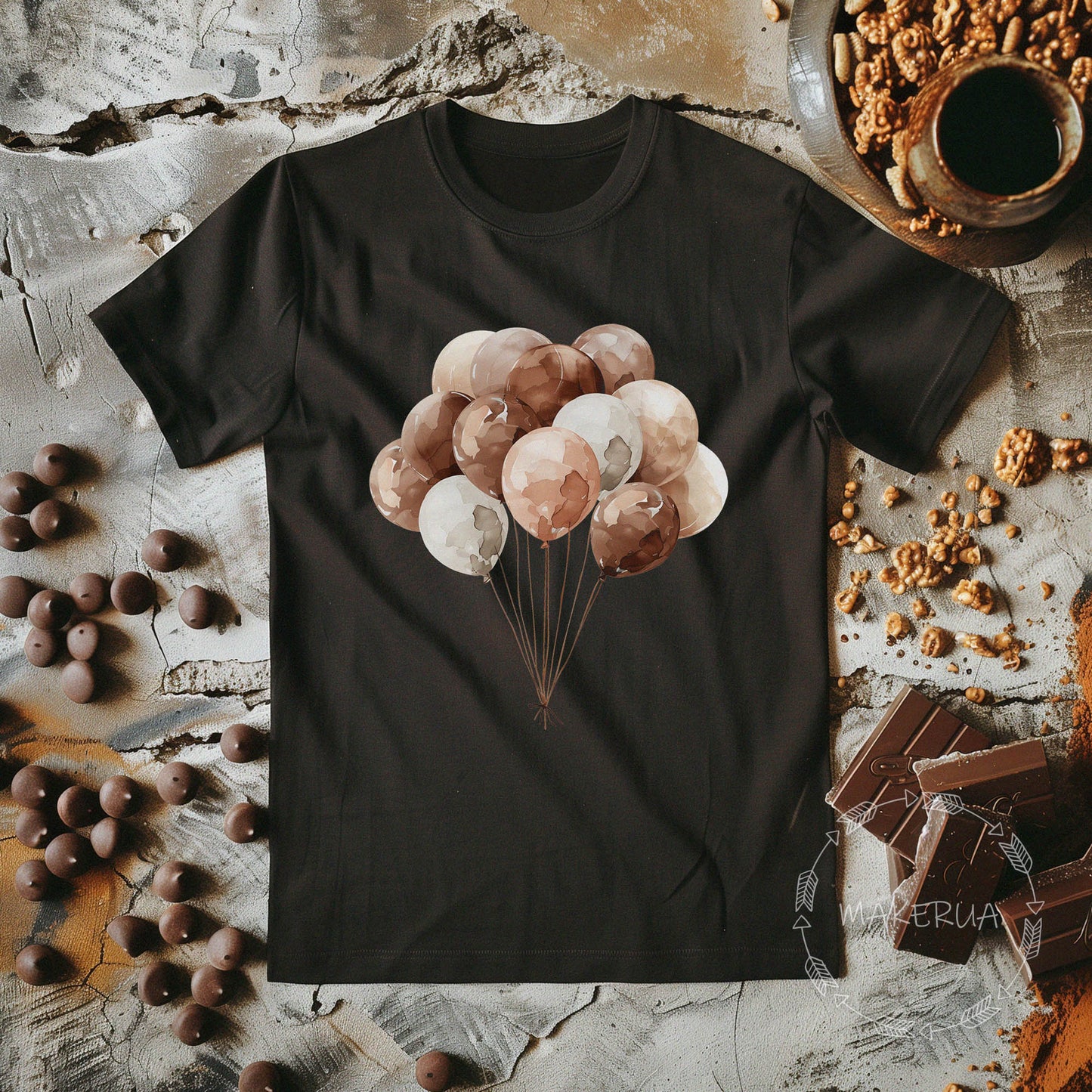 T-shirt balloons party decorations guests white cotton tee shirt print gift birthday - MakerUA