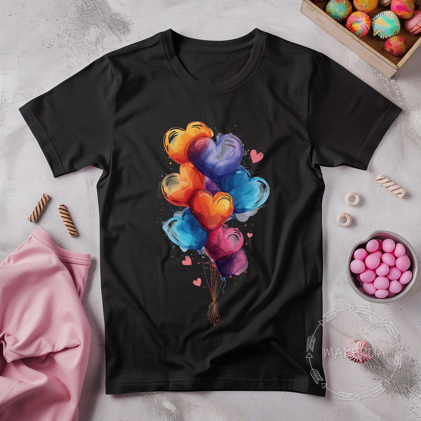 T-shirt balloons party decorations guests white cotton tee shirt print gift birthday - MakerUA