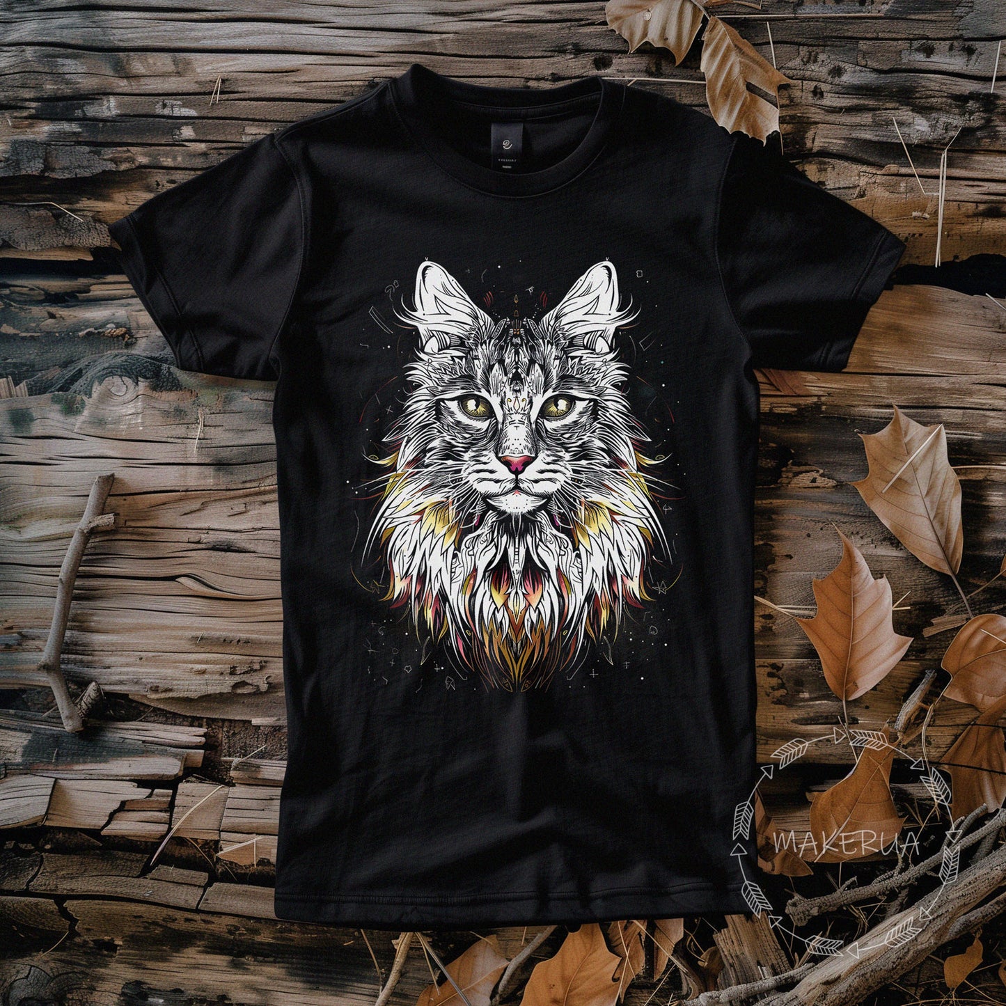 T-shirt maine coon cat white cotton tee shirt print gift birthday - MakerUA