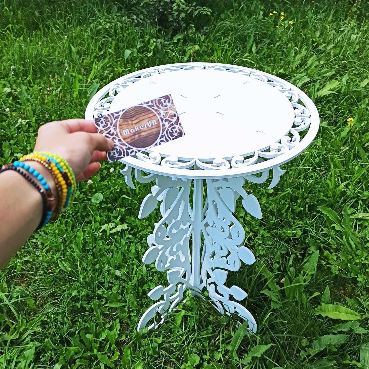 Table decorations accent plywood wooden wood white plant flower sweet cake stand pedestal baby shower birthday wedding event party prop shop photo booth balloon arch victorian style decor - MakerUA
