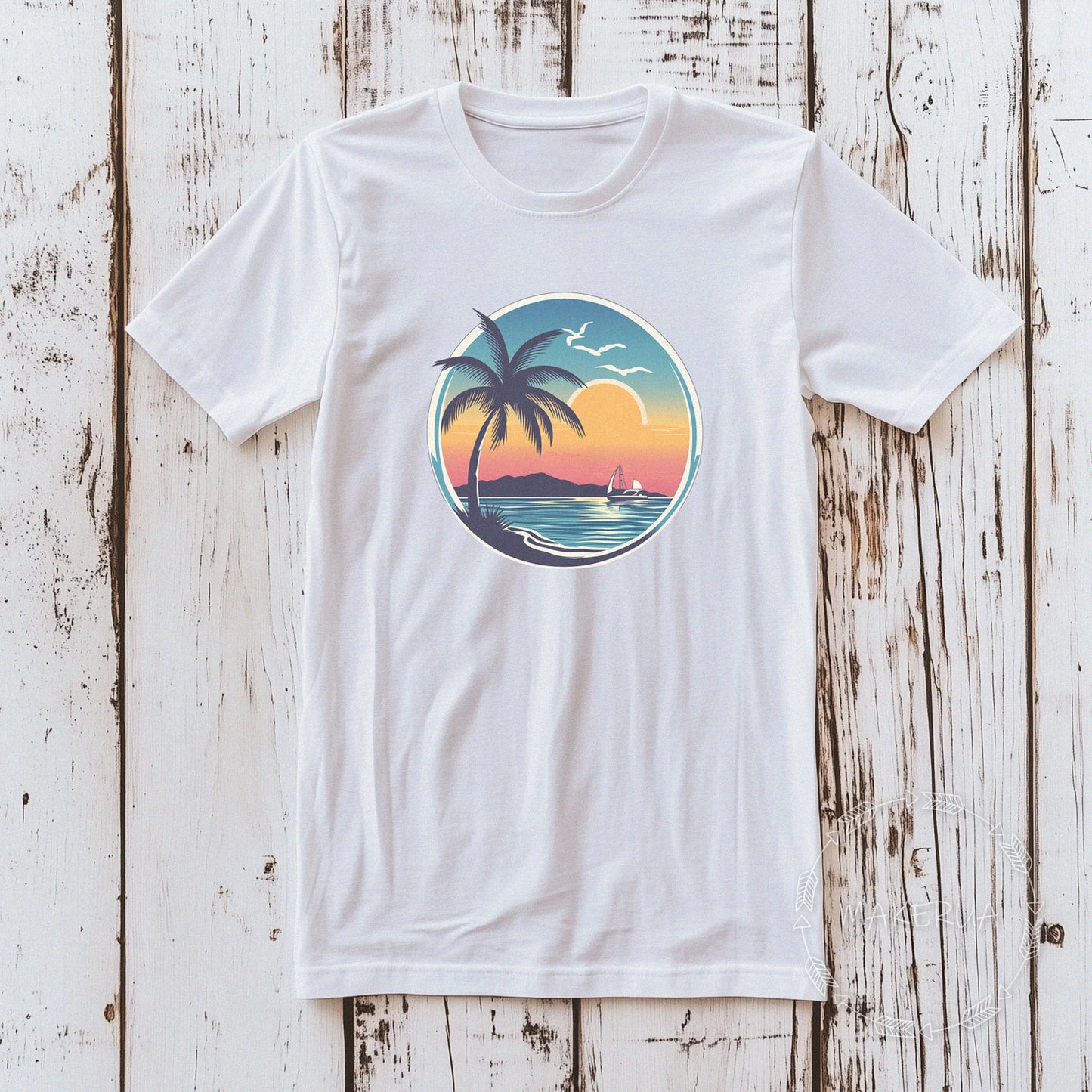 T-shirt maldives island beach white cotton tee shirt print gift birthday - MakerUA