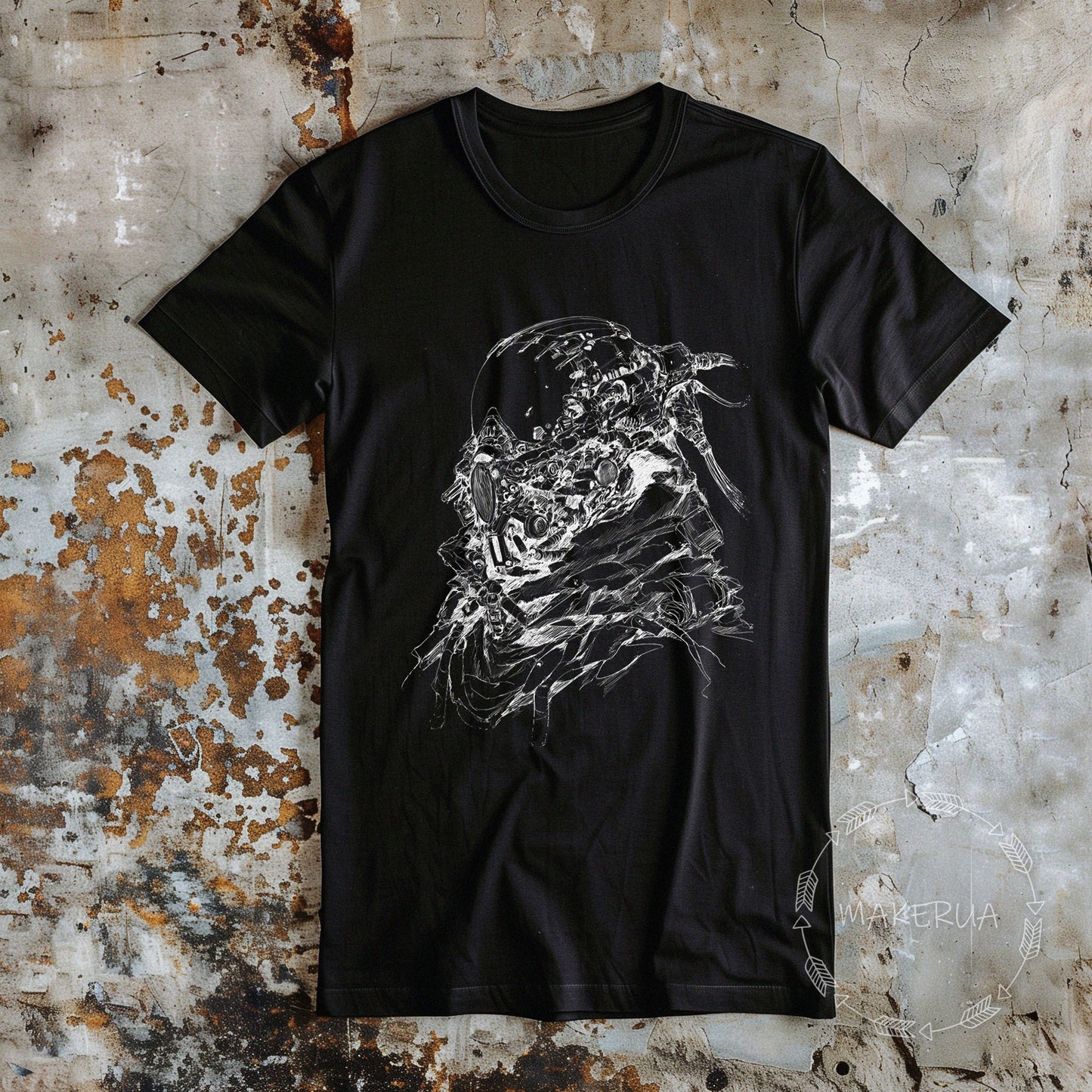 T-shirt gas mask spray paint radiation white cotton tee shirt print gift birthday - MakerUA