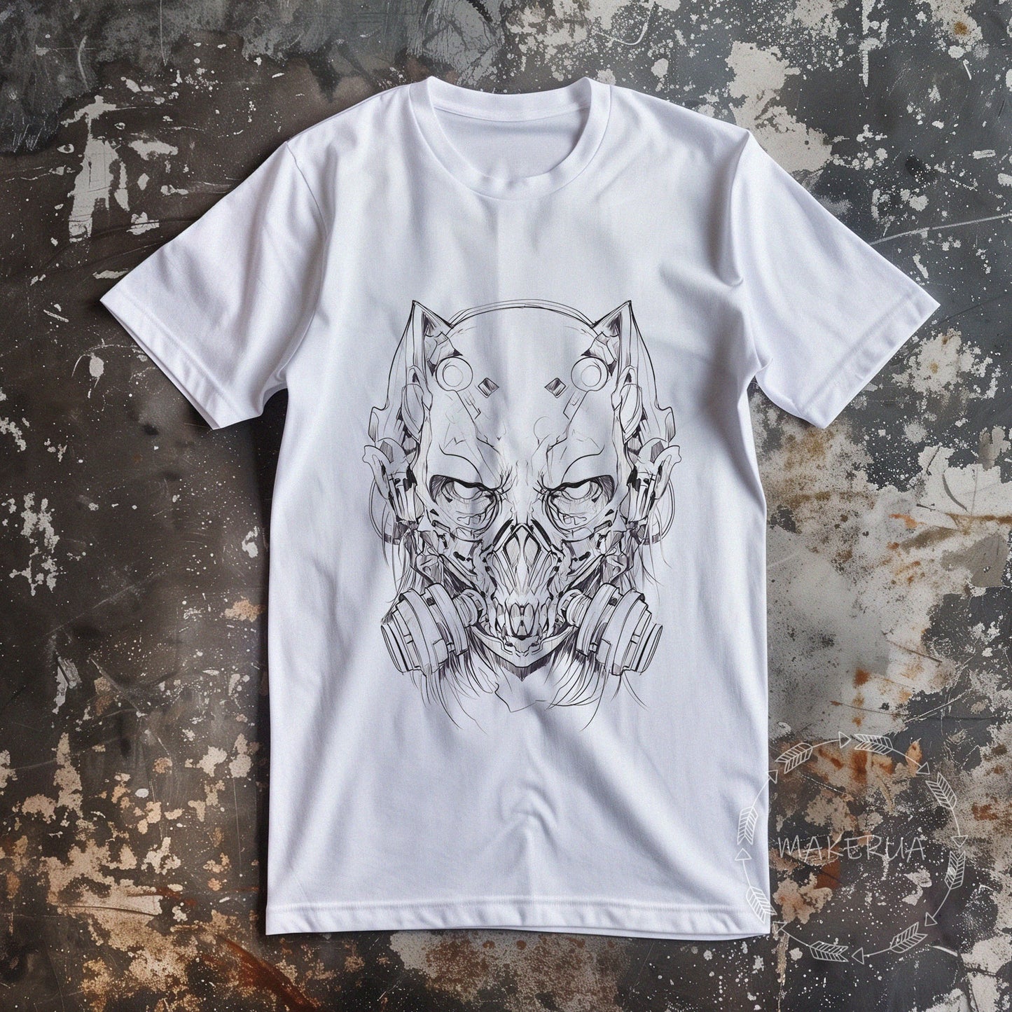 T-shirt gas mask spray paint radiation white cotton tee shirt print gift birthday - MakerUA