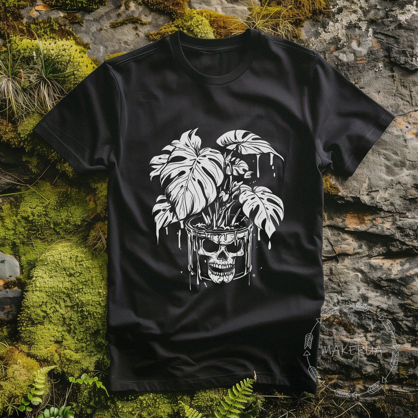 T-shirt monstera plant home house white cotton tee shirt print gift birthday - MakerUA
