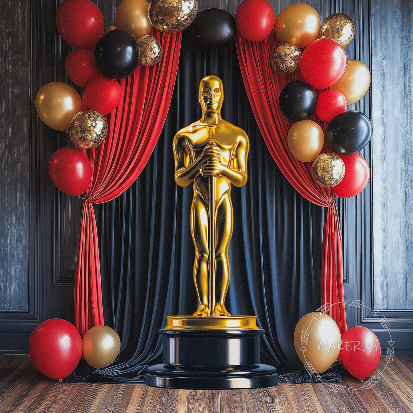 Gold Oscar Statue Printed Cutouts Decor for Birthday Baby Shower Cute Home Black Stand Art Hollywood Party Props Decorations
