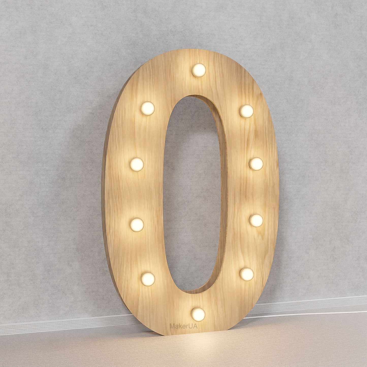 Number 0 Zero birthday 1m (3.3ft) + LED Light Bulbs marquee numbers neon sign backdrop white decoration large giant big party props decor NHT0