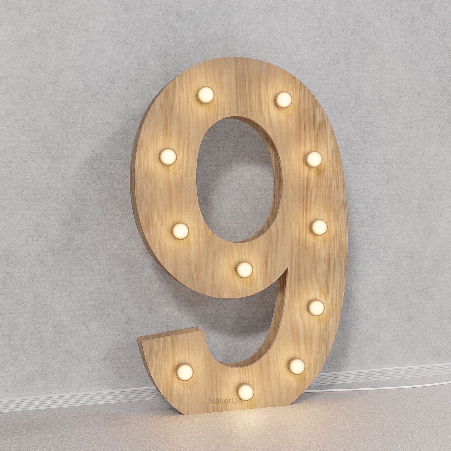 Number 9 Nine birthday 1m (3.3ft) + LED Light Bulbs marquee numbers neon sign backdrop white decoration large giant big party props decor NHT9