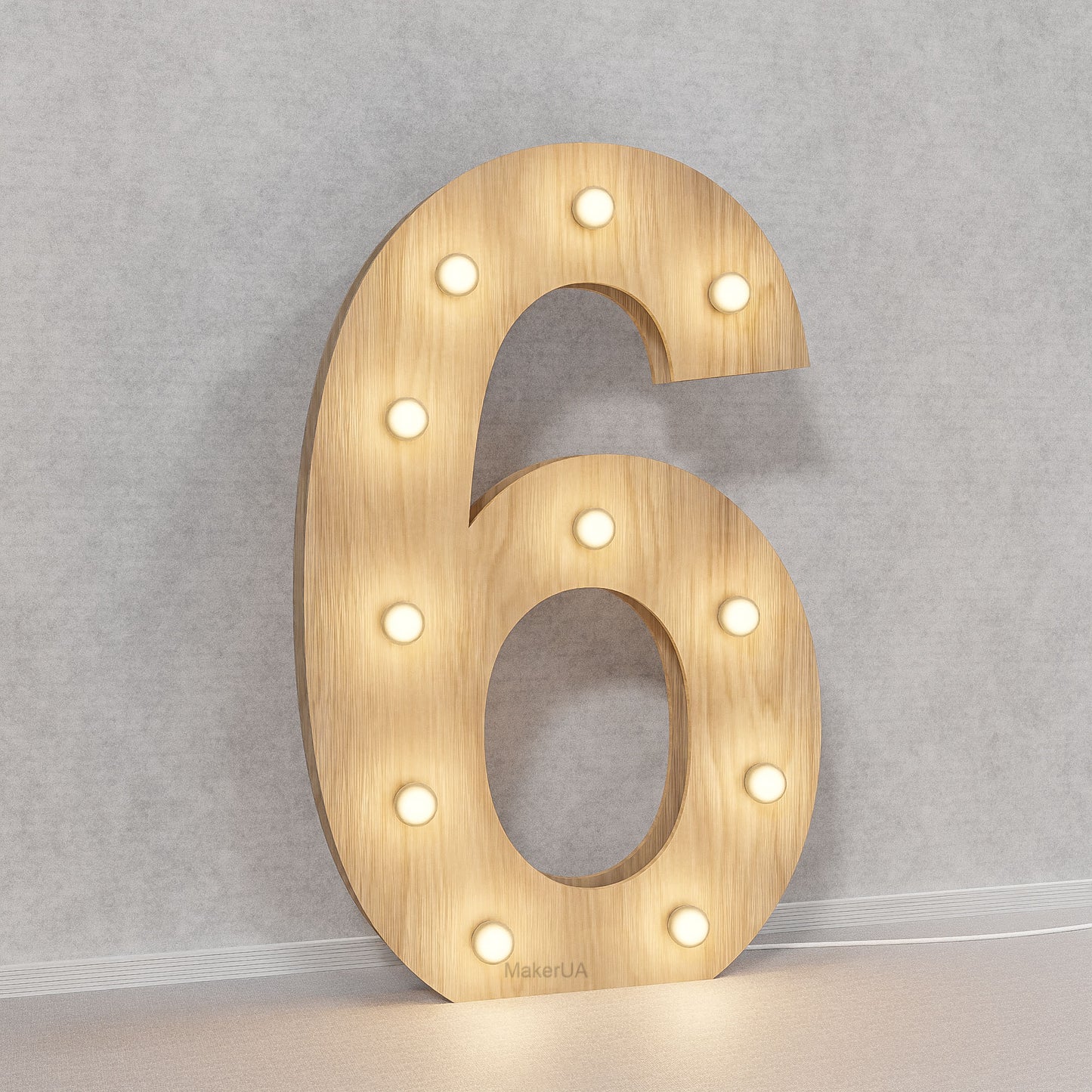 Number 6 Six birthday 1m (3.3ft) + LED Light Bulbs marquee numbers neon sign backdrop white decoration large giant big party props decor NHT6