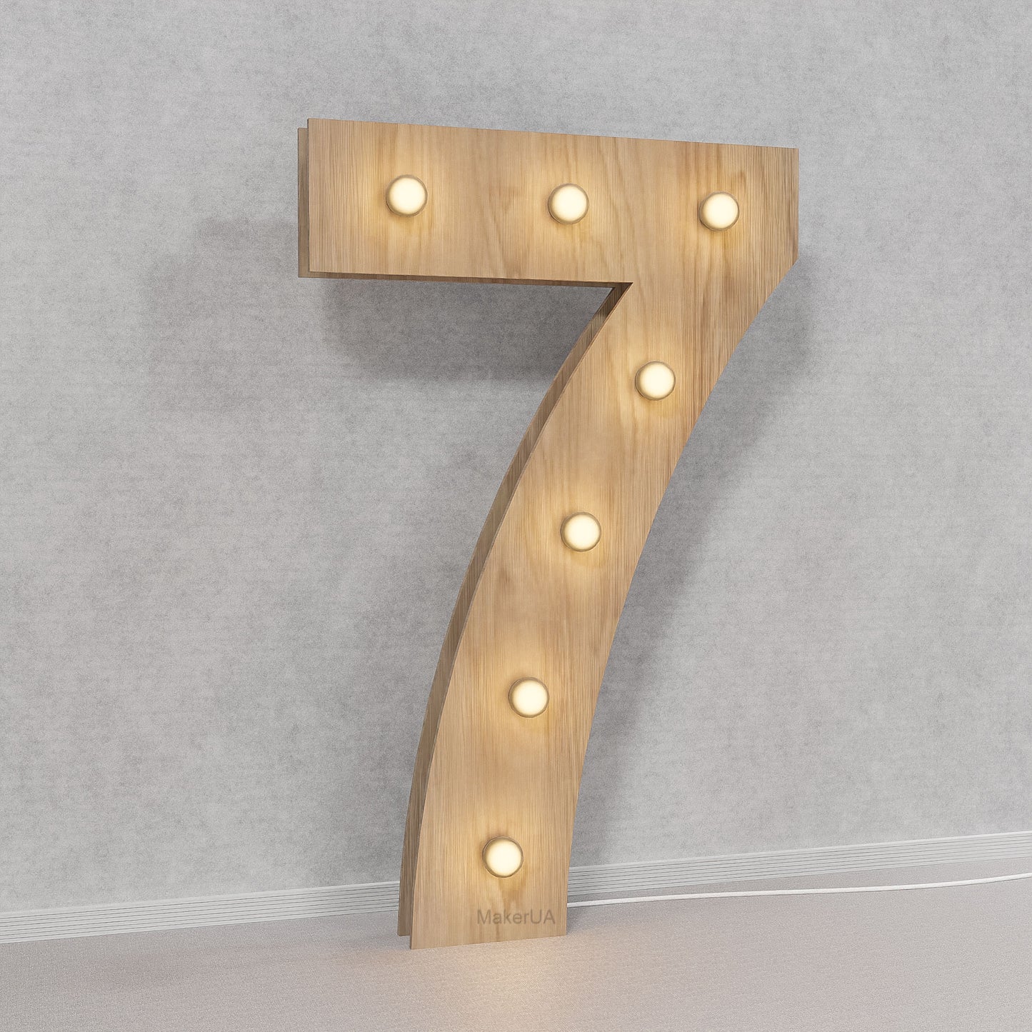 Number 7 Seven birthday 1m (3.3ft) + LED Light Bulbs marquee numbers neon sign backdrop white decoration large giant big party props decor NHT7