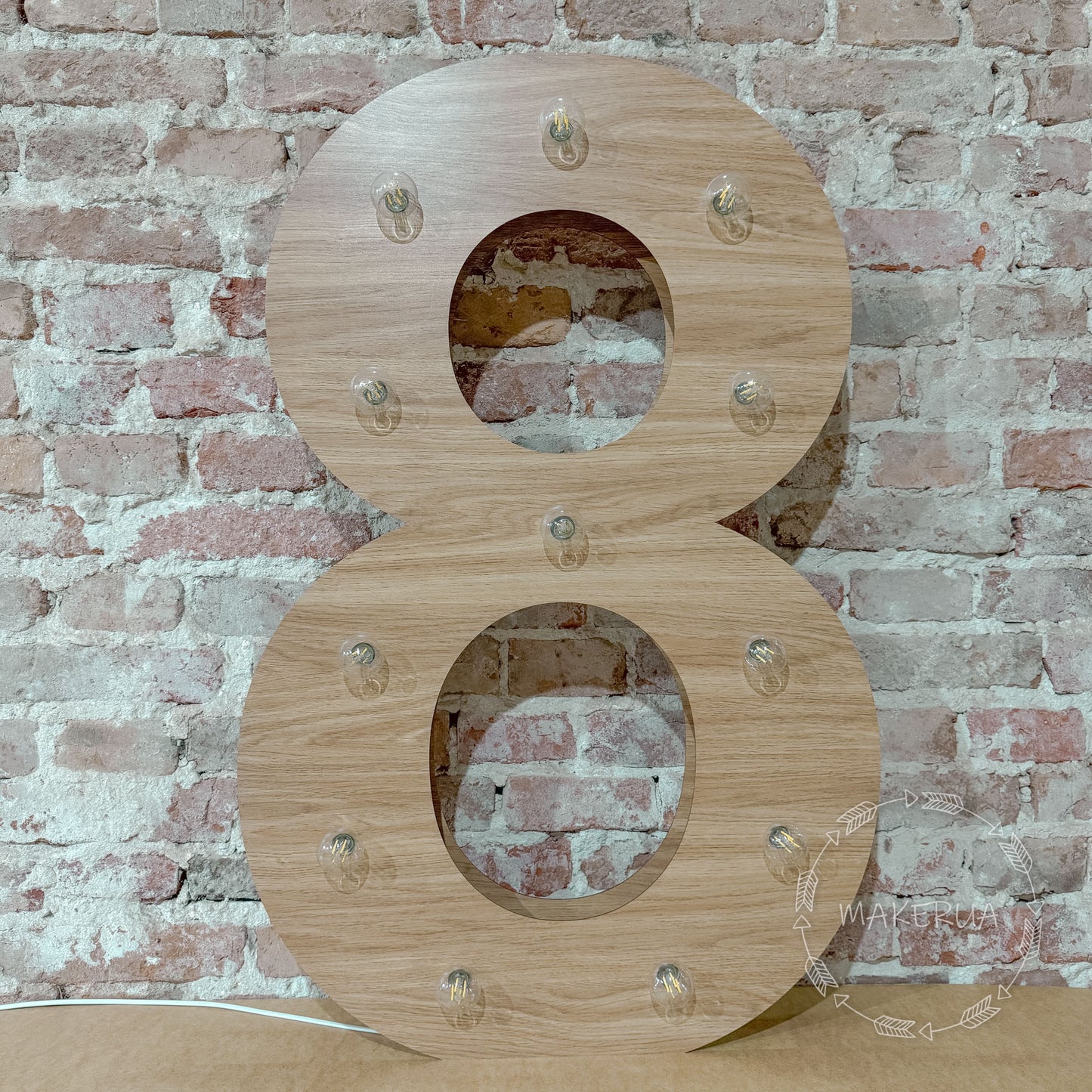 Number 8 Eight birthday 1m (3.3ft) + LED Light Bulbs marquee numbers neon sign backdrop white decoration large giant big party props decor NHT8