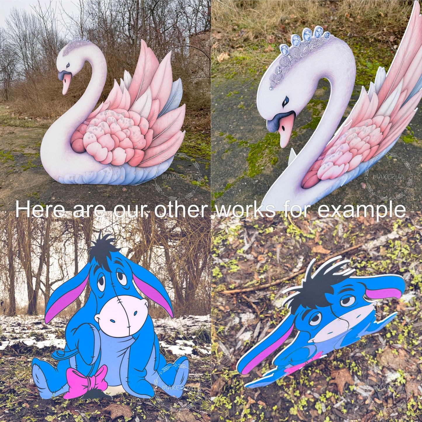Swan Printed Decor for Birthday Wedding Baby Shower Cute Cutouts Home Room Wall Art Party Props Decorations