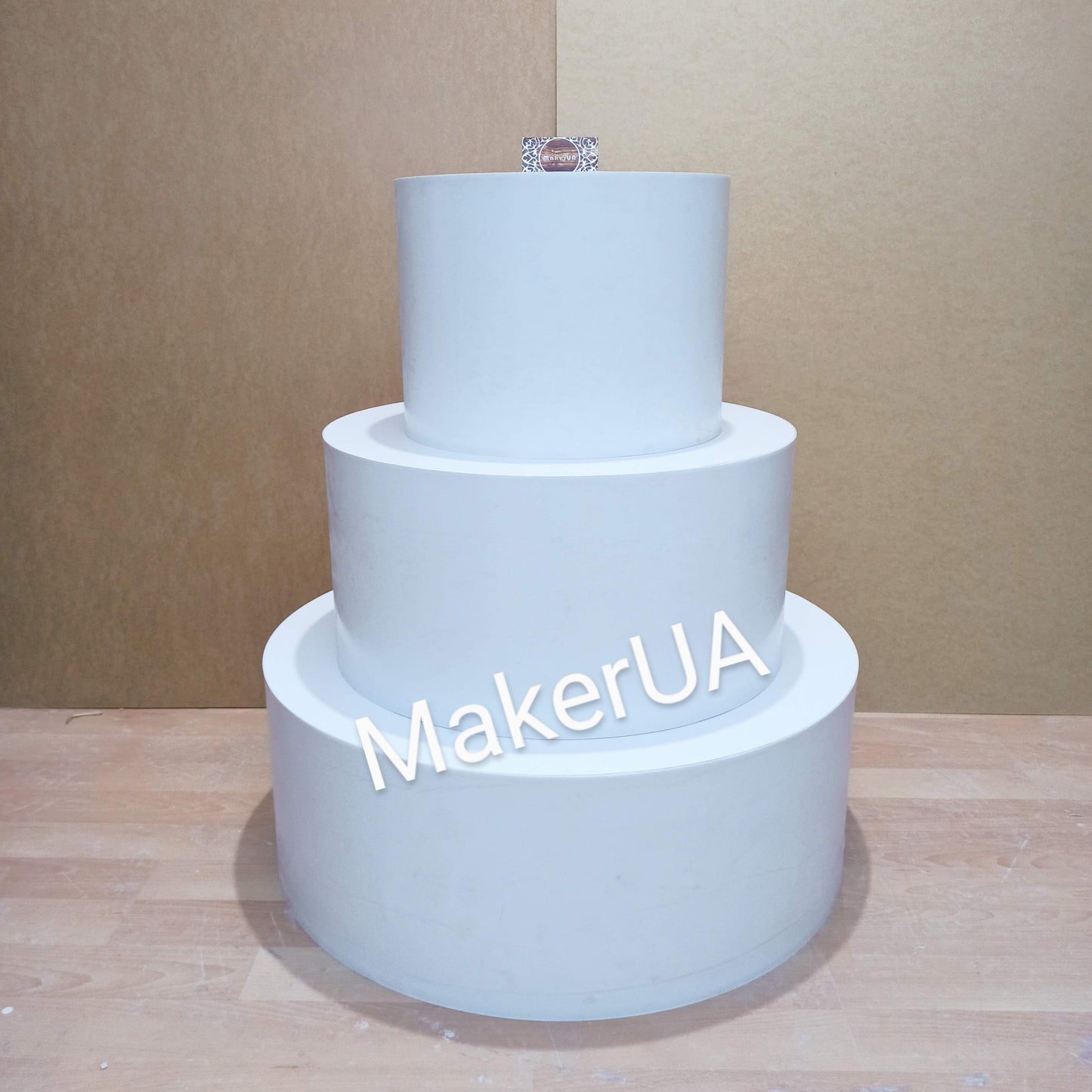Set of 3 Display dessert table pedestal cake stand cylinder pillar plinth column round gold white black party props birthday wedding decor decoration - MakerUA