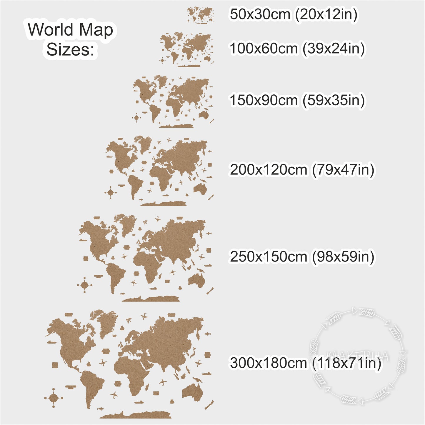 World Map Wooden Home Decor with Islands Gifr for Birthday Wedding Road Trip Travel Wall Decorations