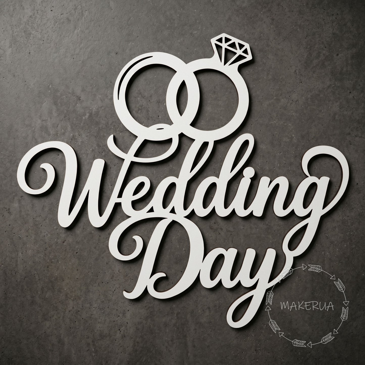 Text "Wedding Day" white decor for wedding party large decorations