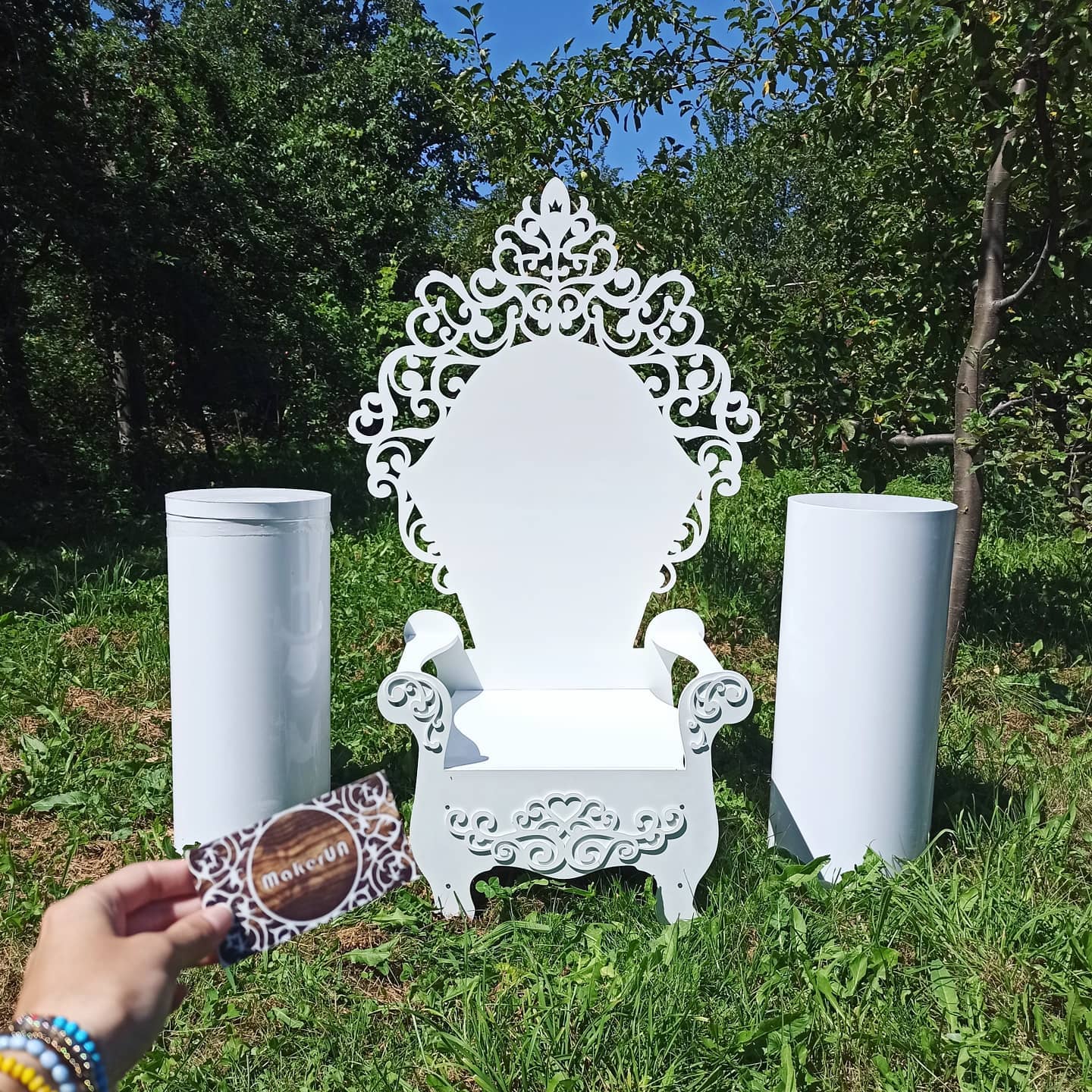 Wooden Throne Chair 07 birthday party decoration girl boy baby shower wood event party prop shop photo booth arch white pink big large king queen frozen winter style