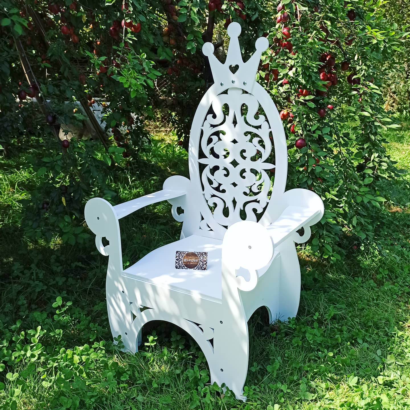 Wooden Throne Chair 06 birthday party decoration girl boy baby shower wood event party prop shop photo booth arch white pink laser cut style