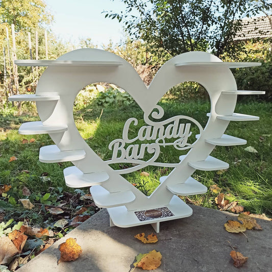 Heart shape candy bar sweet stand 03 cake parties birthday wedding table decorations buffet cart party delights cupcake tray white style treats decor