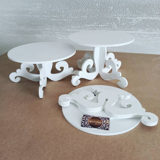 Round candy bar sweet stand cake parties birthday white boho wedding table wooden wintage decorations buffet cart party delights cupcake tray treats decor