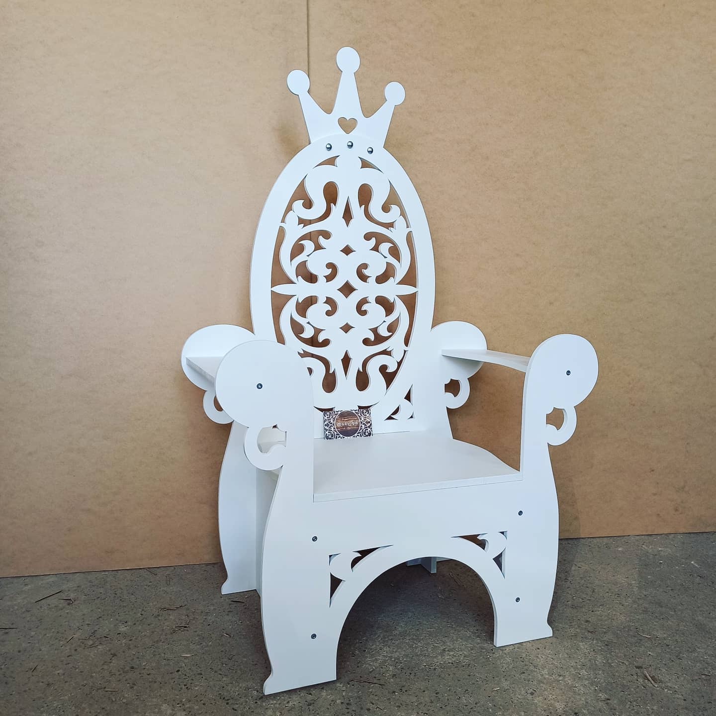 Wooden Throne Chair 06 birthday party decoration girl boy baby shower wood event party prop shop photo booth arch white pink laser cut style