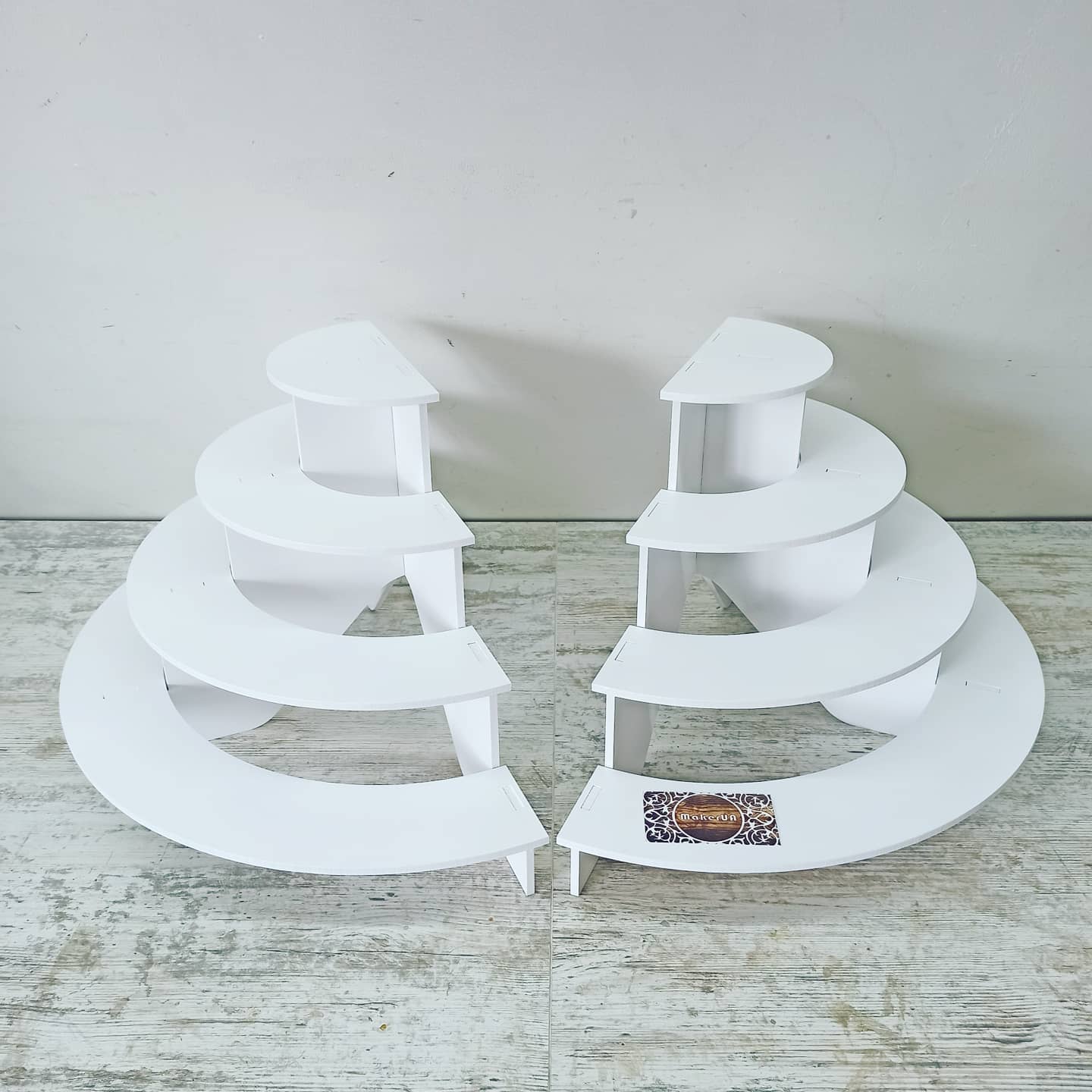 4 Tier Half Circle Cupcake Stand 03 candy bar sweet cake parties birthday wedding table decorations buffet cart party delights tray white style treats decor