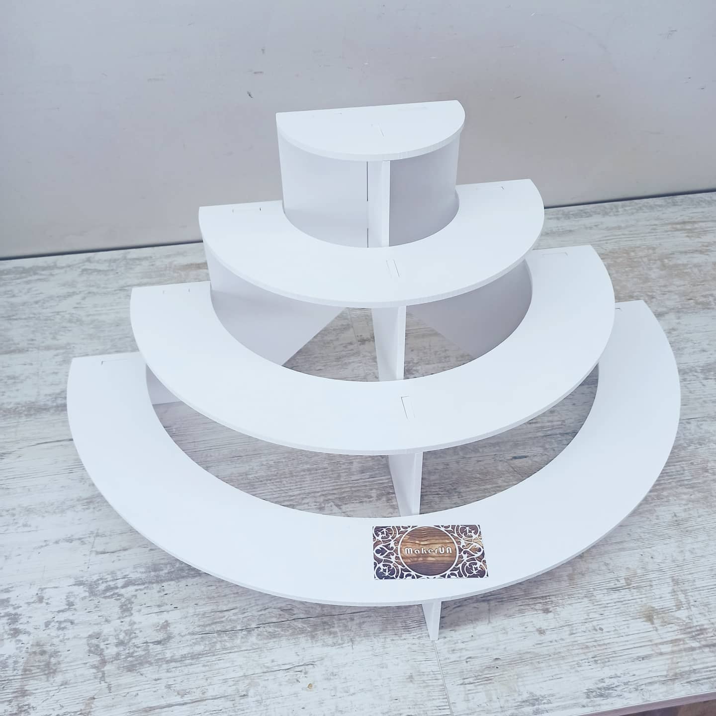 4 Tier Half Circle Cupcake Stand 03 candy bar sweet cake parties birthday wedding table decorations buffet cart party delights tray white style treats decor