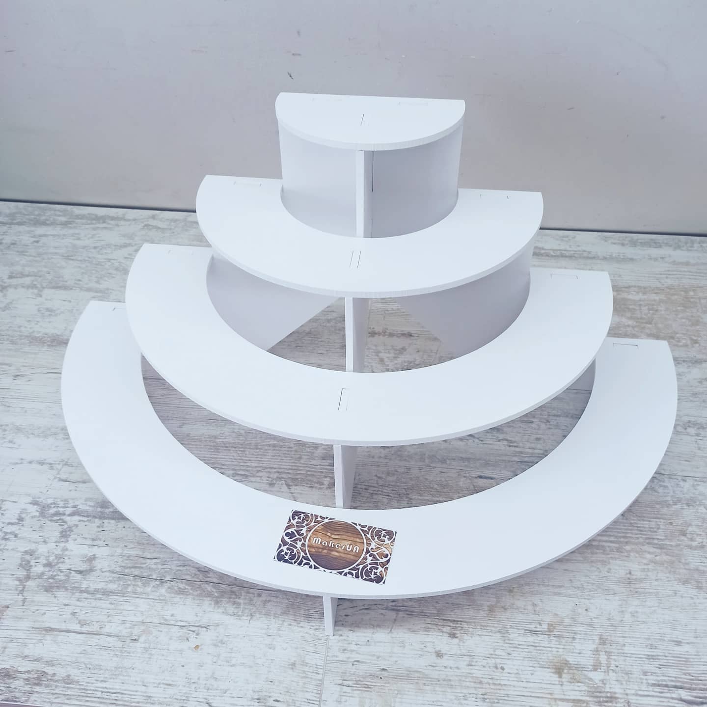 4 Tier Half Circle Cupcake Stand 03 candy bar sweet cake parties birthday wedding table decorations buffet cart party delights tray white style treats decor