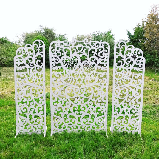 Backdrop lace curved heart wooden wood foldable frame white flower rustic arch arbor wedding birthday event party prop shop photo booth decorations decor boho style